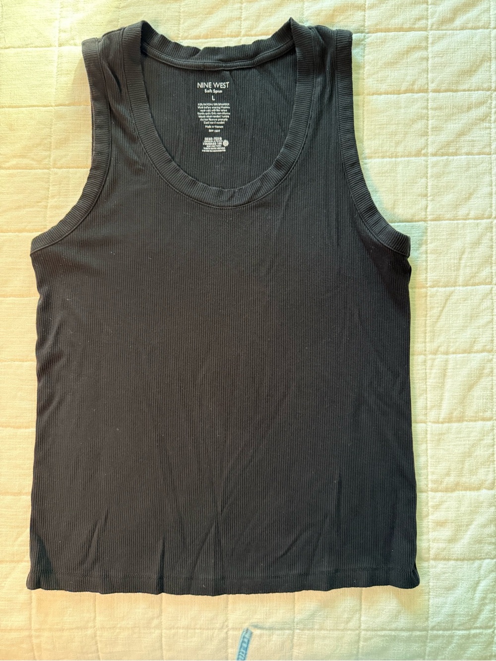 Nine West Black Soft Spun Ribbed Sleeveless Tank
